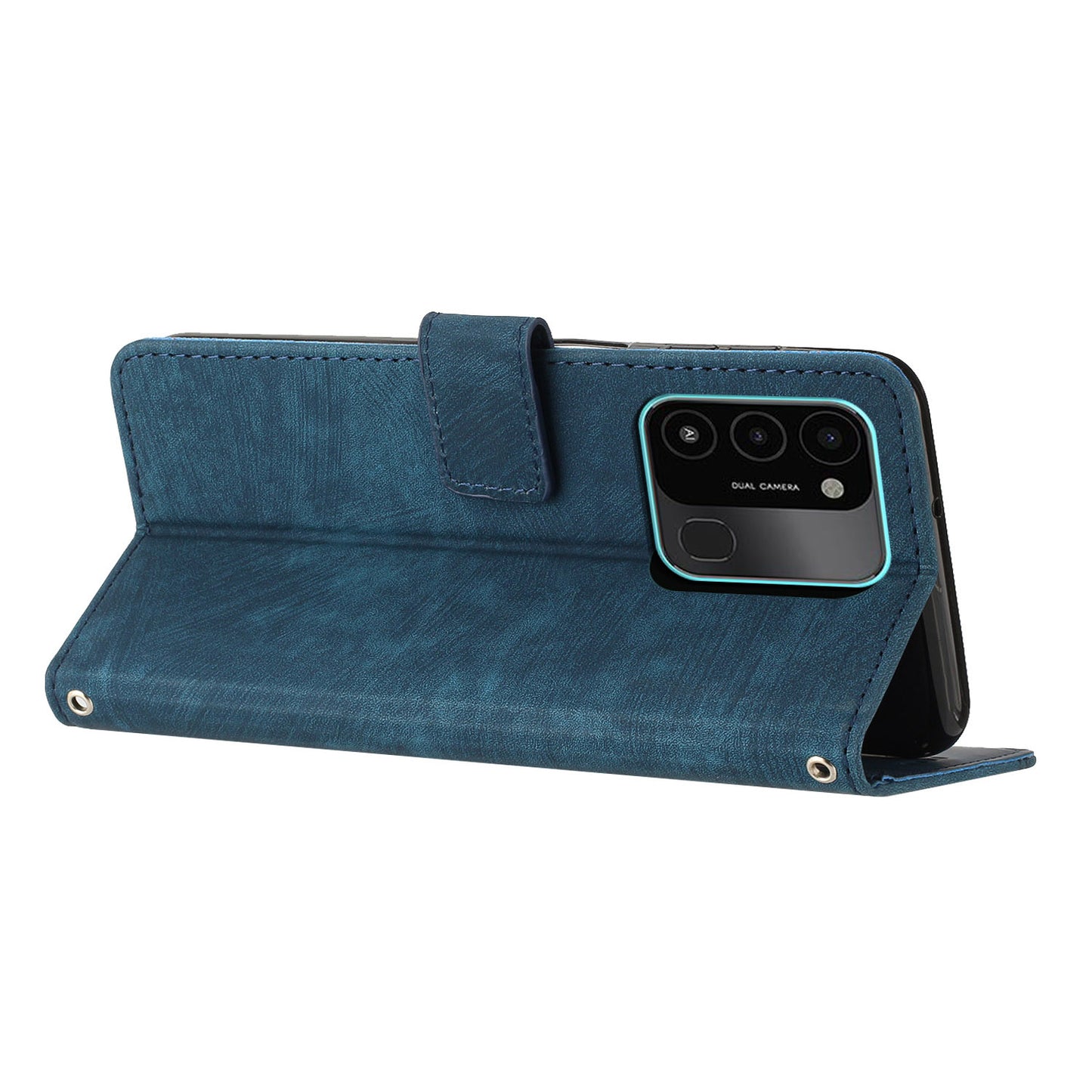 For Tecno Spark Go 2022/8C 4G Skin-touch Wallet Flip Cover Lines Imprinted Stand Phone Leather Case