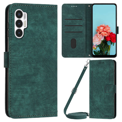 For Tecno Pova 3 4G Flip PU Leather Phone Case Wallet Lines Imprinted Stand Protective Cover