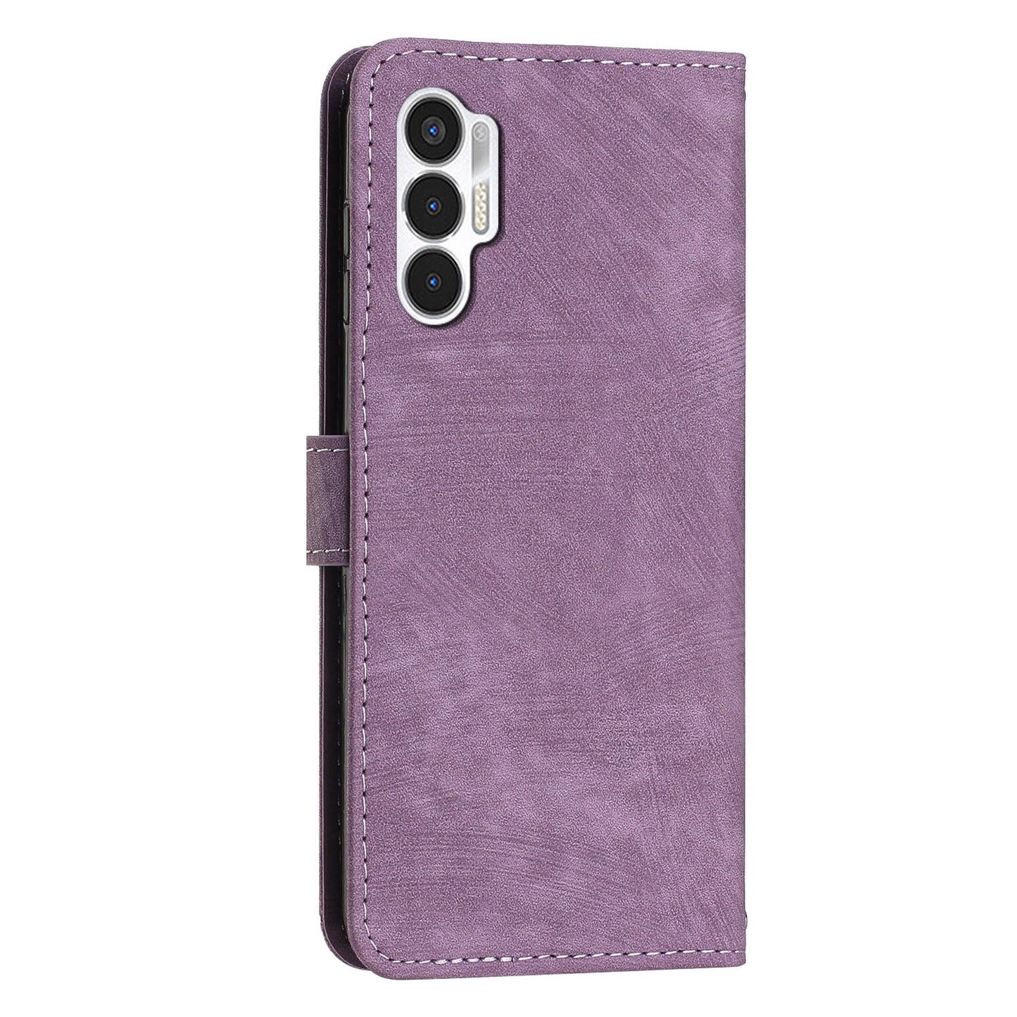 For Tecno Pova 3 4G Flip PU Leather Phone Case Wallet Lines Imprinted Stand Protective Cover