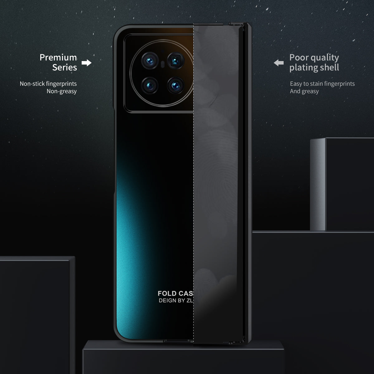 For vivo X Fold Hard PC Phone Case Anti-Drop Phone Shell Cover with Screen Protector