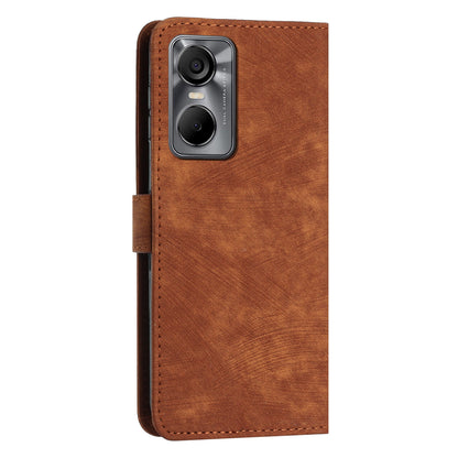 Phone Case for Tecno Pop 6 Pro 4G PU Leather Skin-touch Lines Imprinted Wallet Stand Cover