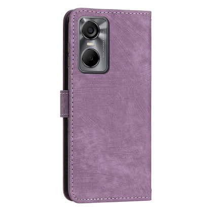 Phone Case for Tecno Pop 6 Pro 4G PU Leather Skin-touch Lines Imprinted Wallet Stand Cover