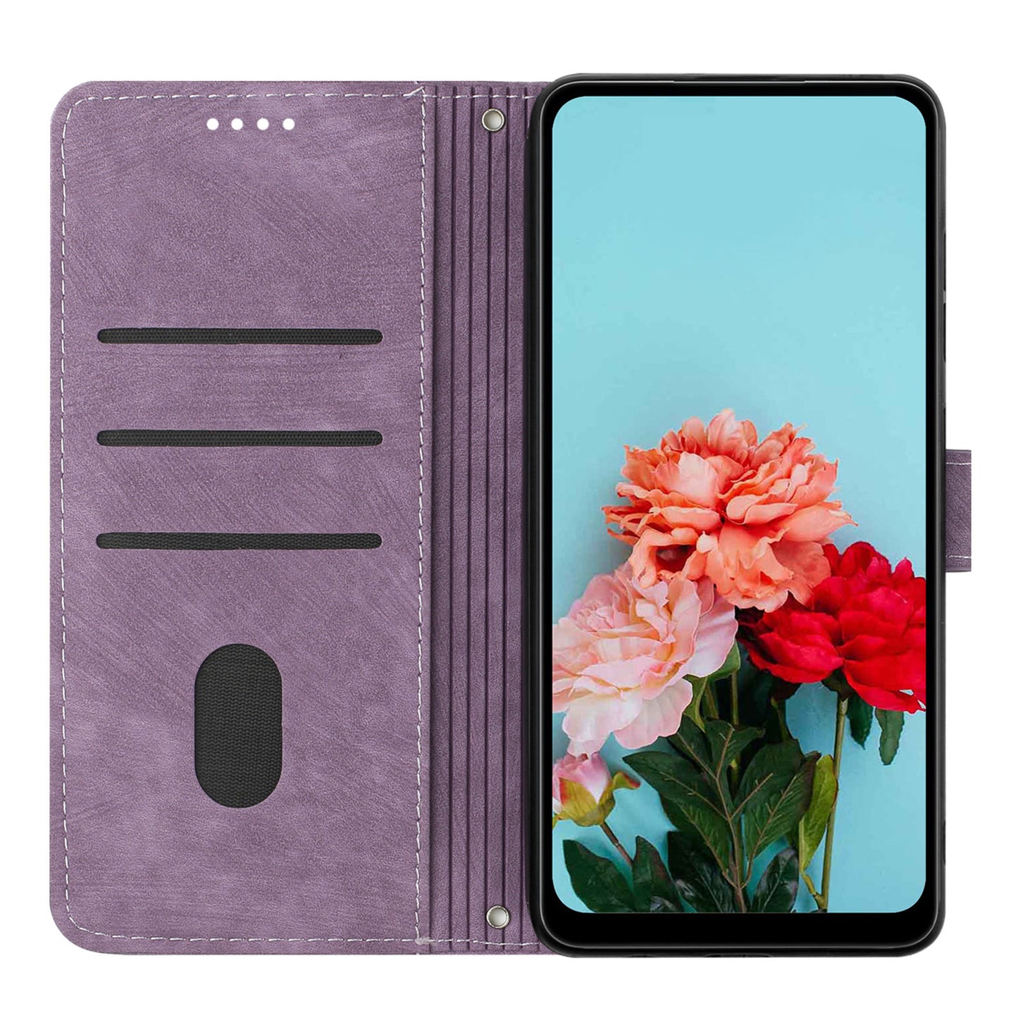 Phone Case for Tecno Pop 6 Pro 4G PU Leather Skin-touch Lines Imprinted Wallet Stand Cover