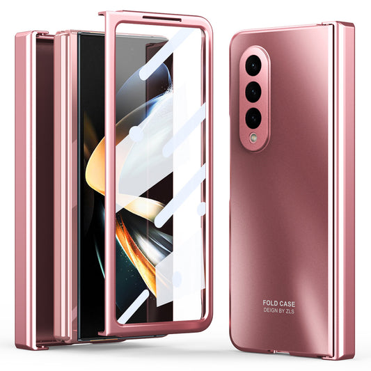 For Samsung Galaxy Z Fold3 5G Hinge Protection Slim Case Hard PC Protective Phone Cover with Built-in Screen Protector