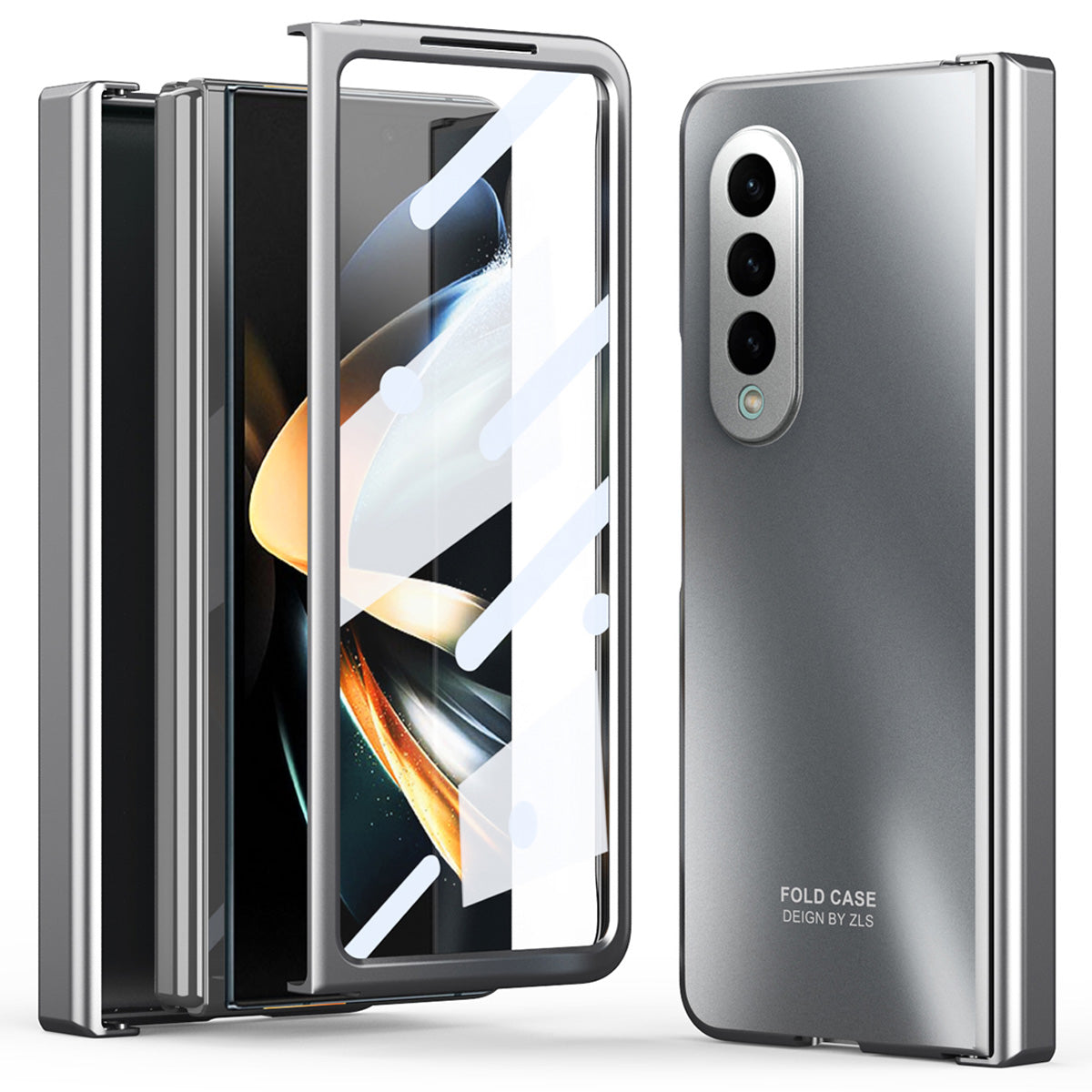 For Samsung Galaxy Z Fold3 5G Hinge Protection Slim Case Hard PC Protective Phone Cover with Built-in Screen Protector