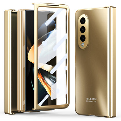 For Samsung Galaxy Z Fold3 5G Hinge Protection Slim Case Hard PC Protective Phone Cover with Built-in Screen Protector