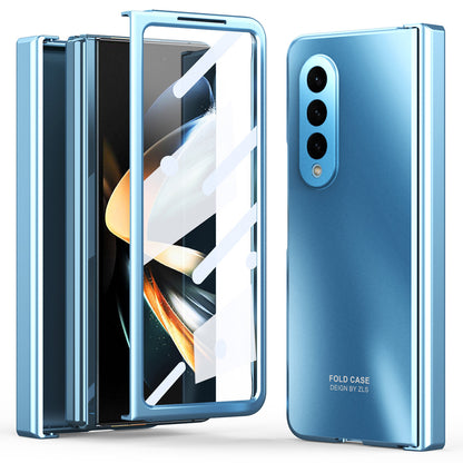 For Samsung Galaxy Z Fold3 5G Hinge Protection Slim Case Hard PC Protective Phone Cover with Built-in Screen Protector