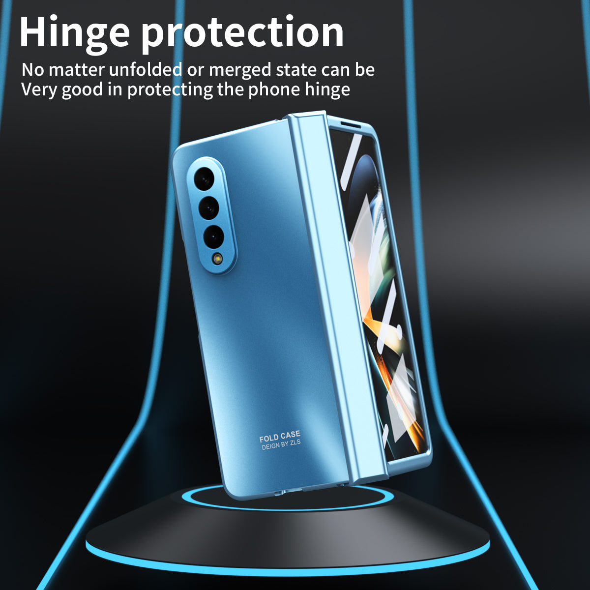For Samsung Galaxy Z Fold3 5G Hinge Protection Slim Case Hard PC Protective Phone Cover with Built-in Screen Protector