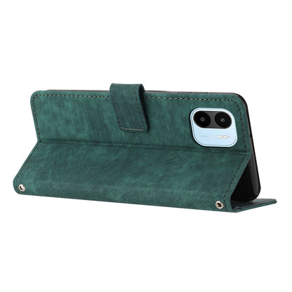 For Xiaomi Redmi A1 4G / A2 4G Skin-touch Leather Phone Case Lines Imprinted Stand Phone Wallet Cover