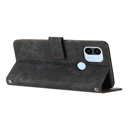 For Xiaomi Redmi A1+ 4G / A2+ 4G / Poco C50 4G Drop-proof Lines Imprint Phone Case Leather Wallet Stand Cover