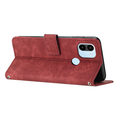 For Xiaomi Redmi A1+ 4G / A2+ 4G / Poco C50 4G Drop-proof Lines Imprint Phone Case Leather Wallet Stand Cover