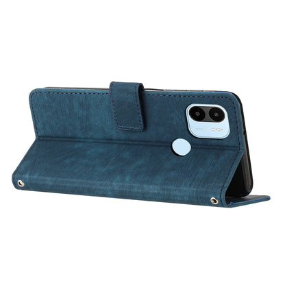 For Xiaomi Redmi A1+ 4G / A2+ 4G / Poco C50 4G Drop-proof Lines Imprint Phone Case Leather Wallet Stand Cover