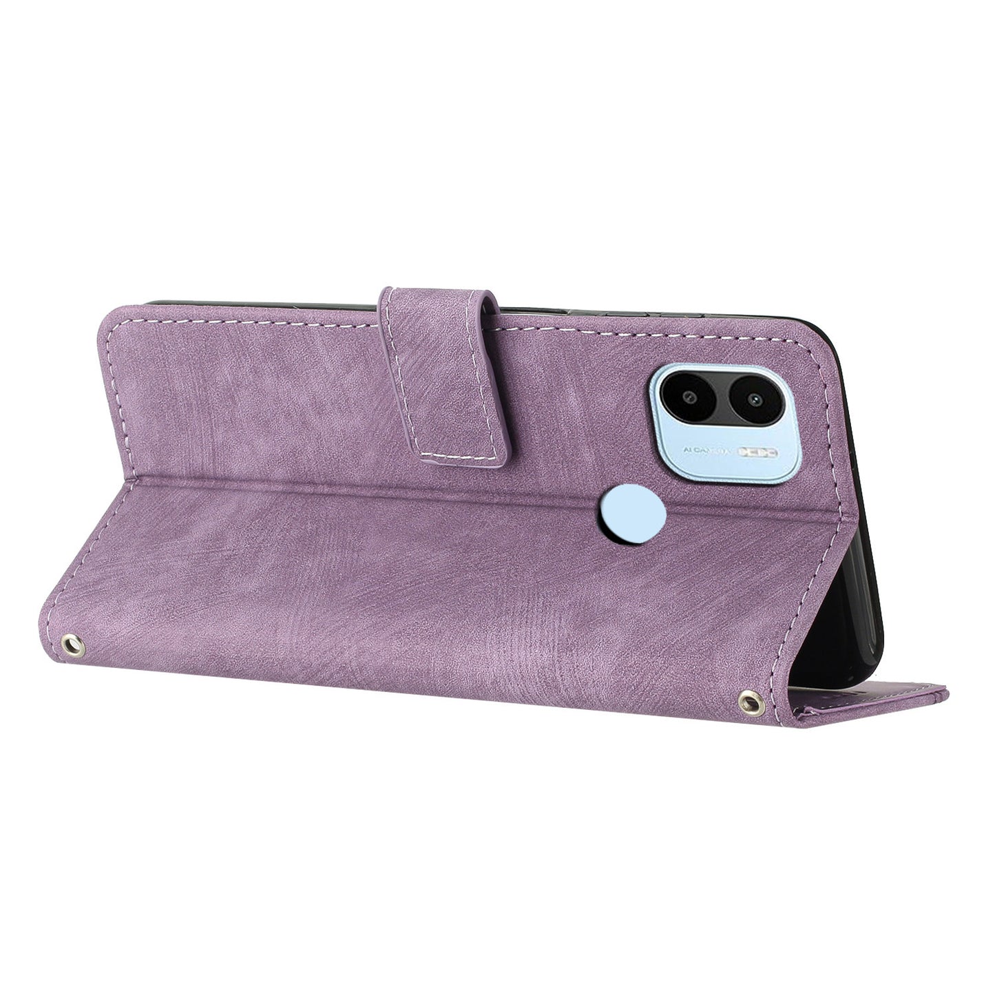 For Xiaomi Redmi A1+ 4G / A2+ 4G / Poco C50 4G Drop-proof Lines Imprint Phone Case Leather Wallet Stand Cover