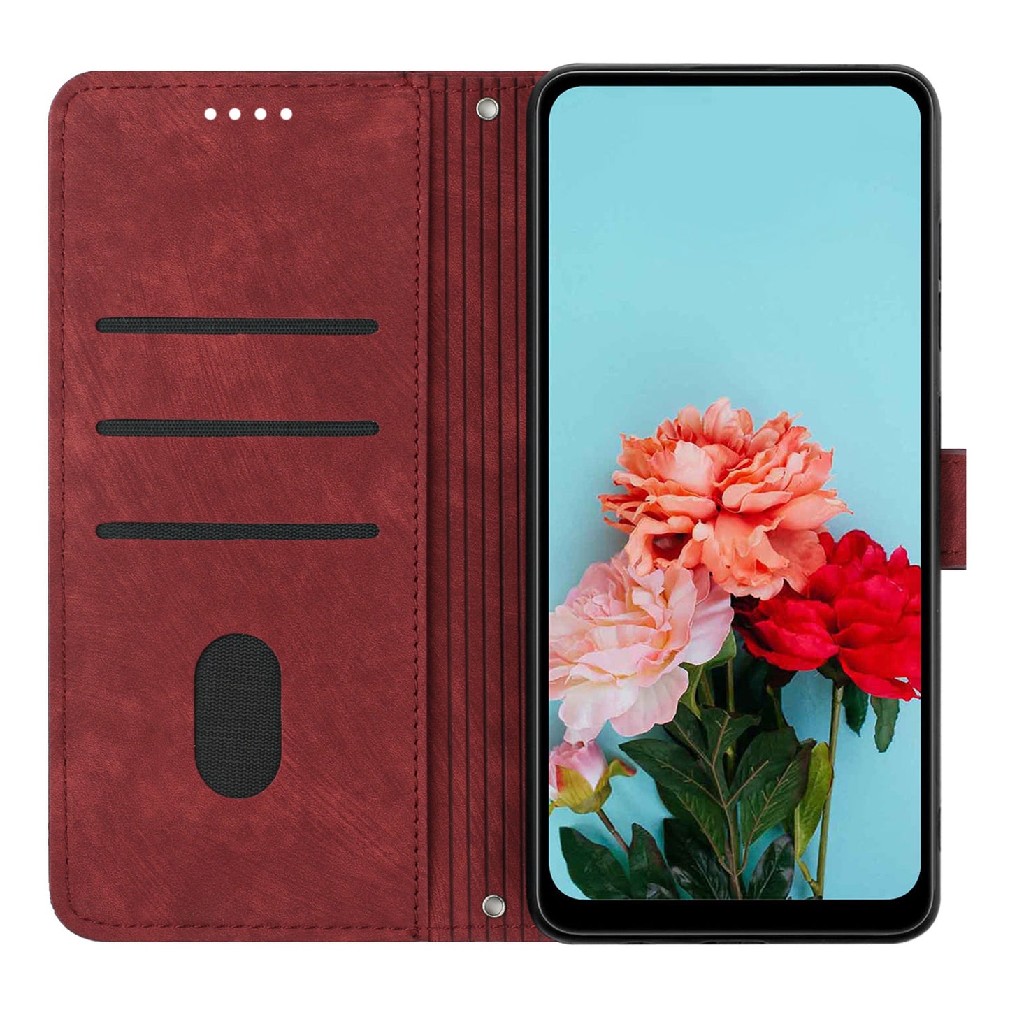 For Xiaomi Redmi A1 4G / A2 4G PU Leather Wallet Case Lines Imprinted Magnetic Closure Stand Phone Cover