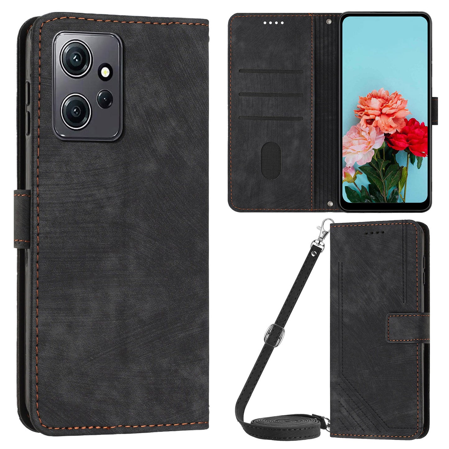 For Xiaomi Redmi Note 12 4G PU Leather Flip Cover Lines Imprinted Folio Stand Wallet Phone Case