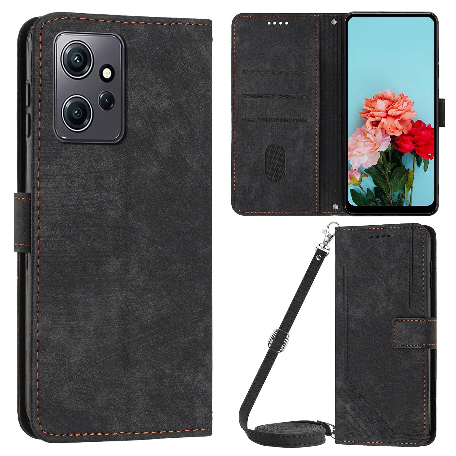 For Xiaomi Redmi Note 12 4G PU Leather Flip Cover Lines Imprinted Folio Stand Wallet Phone Case