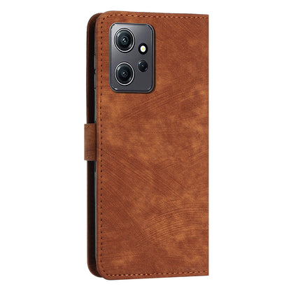 Phone Case for Xiaomi Redmi Note 12 4G Drop-proof Lines Imprint Leather Wallet Stand Cover