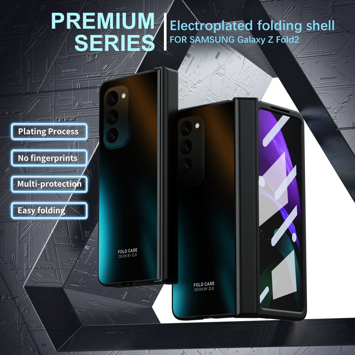 Hard PC Phone Case for Samsung Galaxy Z Fold2 5G Anti-Drop Protective Phone Shell Cover with Screen Film