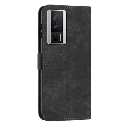For Xiaomi Poco F5 Pro 5G / Redmi K60 Pro 5G / K60 5G Leather Phone Case Lines Imprinted Stand Phone Wallet Cover