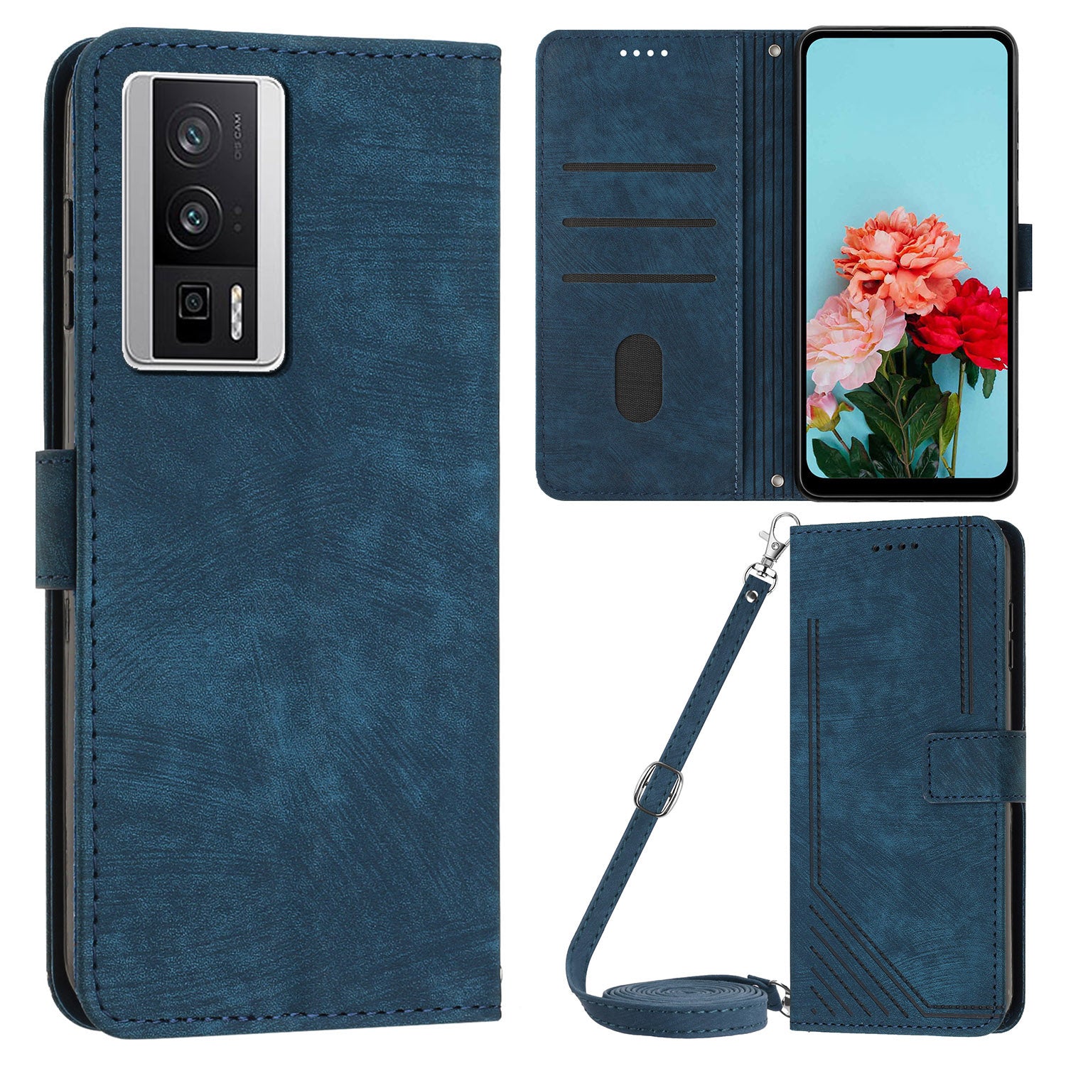 For Xiaomi Poco F5 Pro 5G / Redmi K60 Pro 5G / K60 5G Leather Phone Case Lines Imprinted Stand Phone Wallet Cover