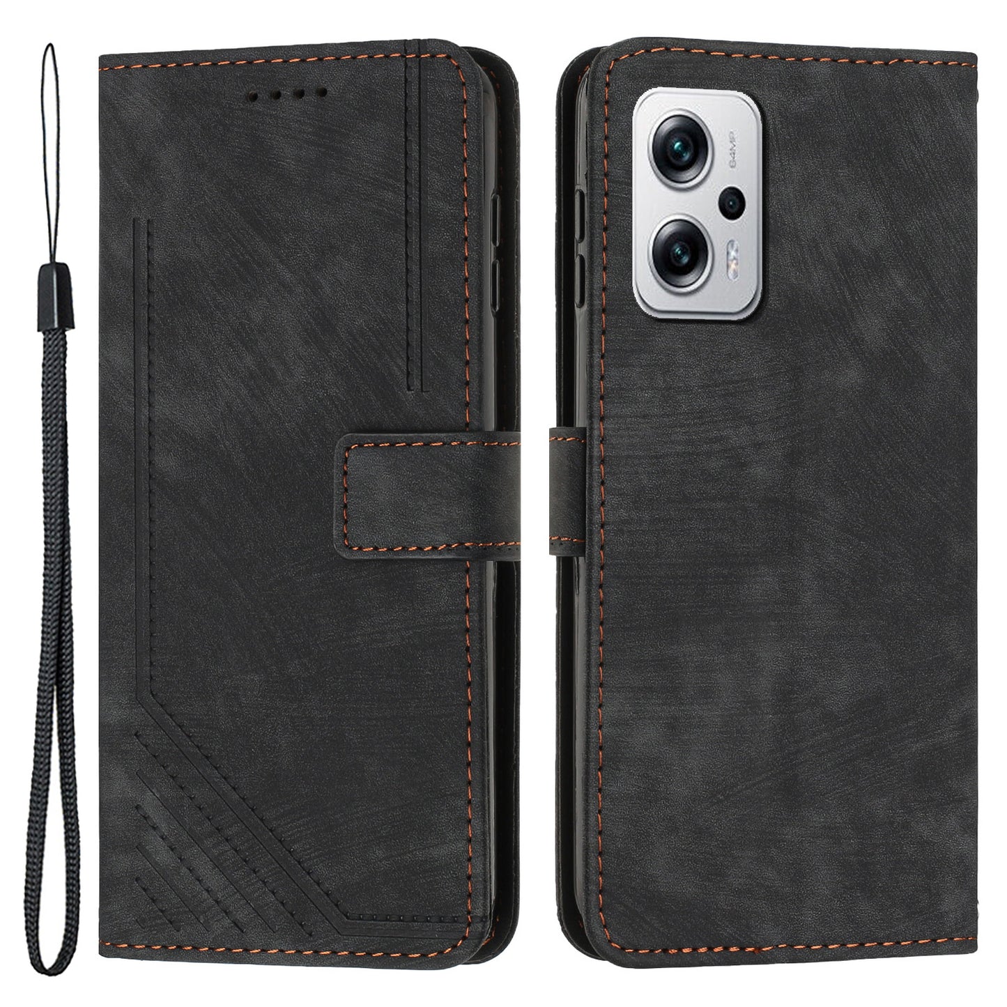 Phone Case for Xiaomi Redmi Note 11T Pro 5G / Note 11T Pro+ 5G / Note 12T Pro 5G / Poco X4 GT 5G / Redmi K50i 5G Lines Imprint Wallet Stand Leather Cover