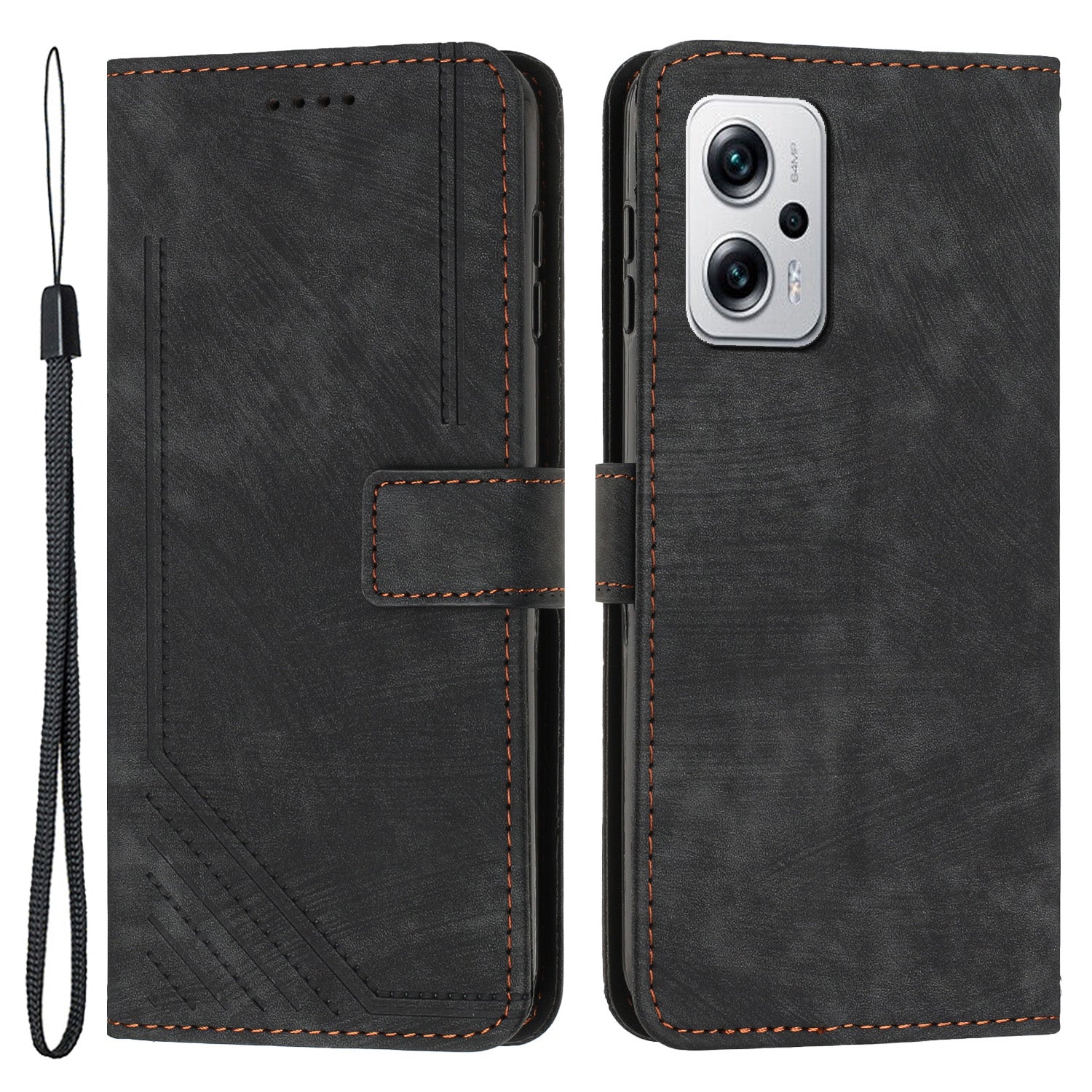 Phone Case for Xiaomi Redmi Note 11T Pro 5G / Note 11T Pro+ 5G / Note 12T Pro 5G / Poco X4 GT 5G / Redmi K50i 5G Lines Imprint Wallet Stand Leather Cover