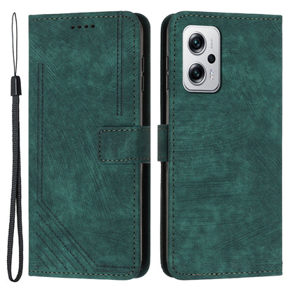 Phone Case for Xiaomi Redmi Note 11T Pro 5G / Note 11T Pro+ 5G / Note 12T Pro 5G / Poco X4 GT 5G / Redmi K50i 5G Lines Imprint Wallet Stand Leather Cover
