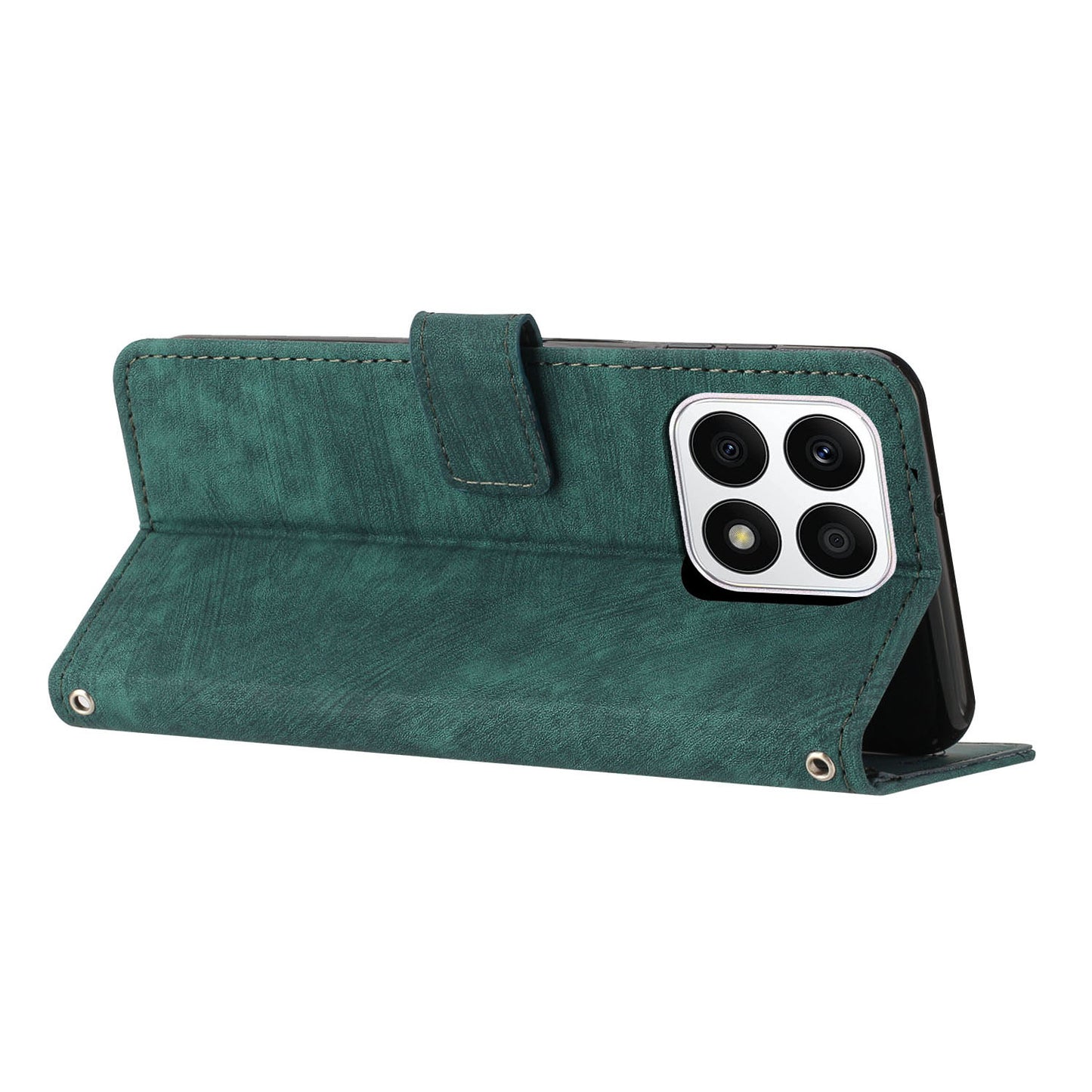 For Honor X8a 4G Imprint Lines Leather Wallet Anti-drop Shell Skin-touch Stand Mobile Phone Case