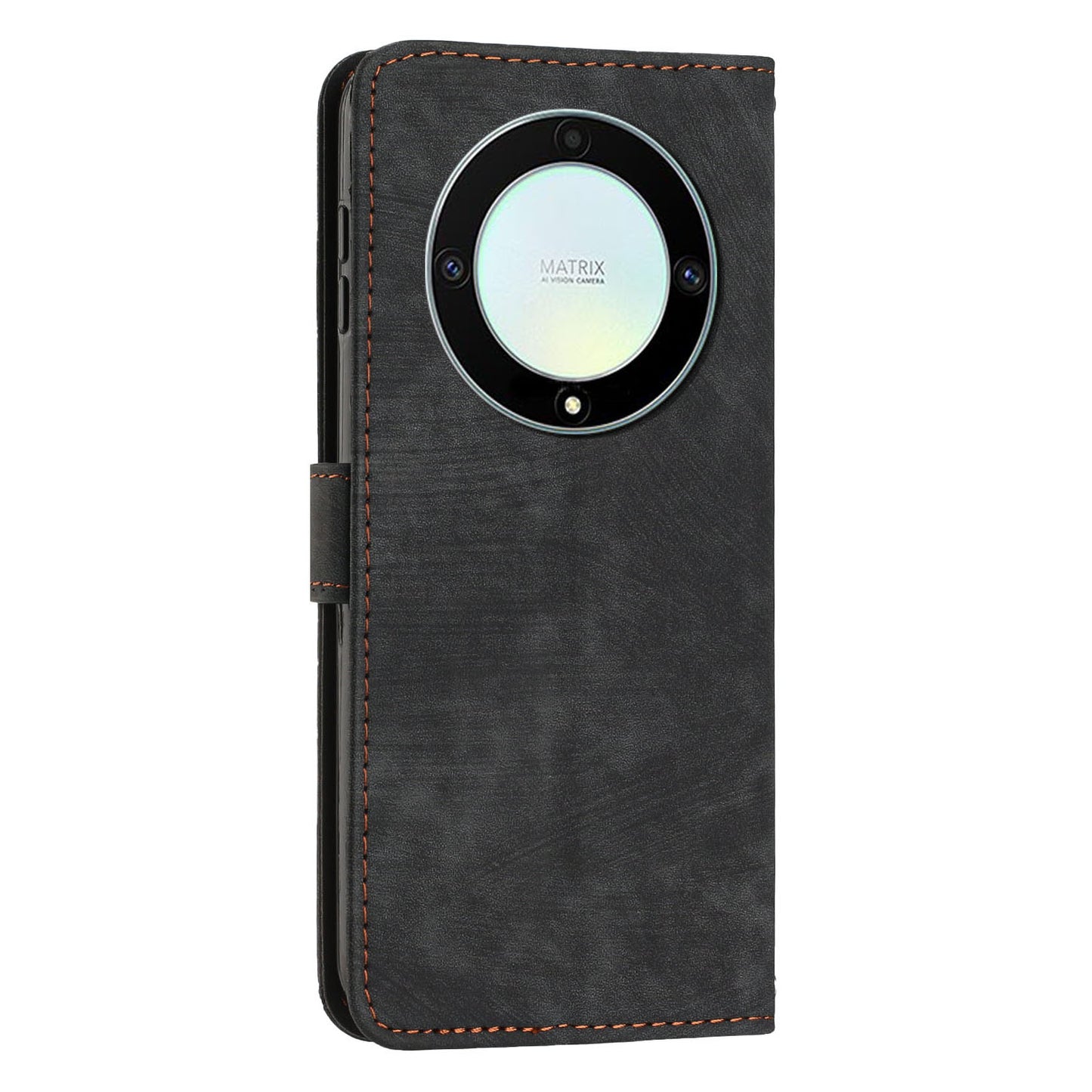 For Honor X9a 5G / X40 5G / Magic5 Lite 5G Wallet Leather Phone Cover Lines Imprinted Stand Case with Straps