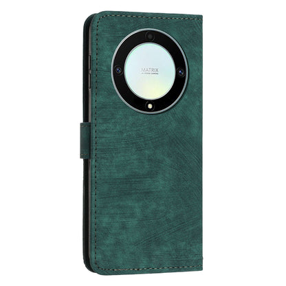 For Honor X9a 5G / X40 5G / Magic5 Lite 5G Wallet Leather Phone Cover Lines Imprinted Stand Case with Straps