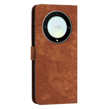 For Honor X9a 5G / X40 5G / Magic5 Lite 5G Wallet Leather Phone Cover Lines Imprinted Stand Case with Straps