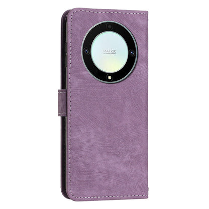For Honor X9a 5G / X40 5G / Magic5 Lite 5G Wallet Leather Phone Cover Lines Imprinted Stand Case with Straps