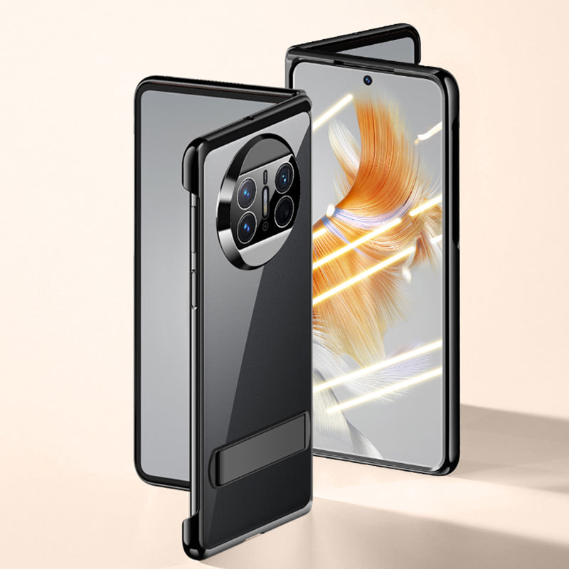 Shockproof Phone Cover for Huawei Mate X3 5G PC Phone Case Electroplating Phone Shell with Kickstand