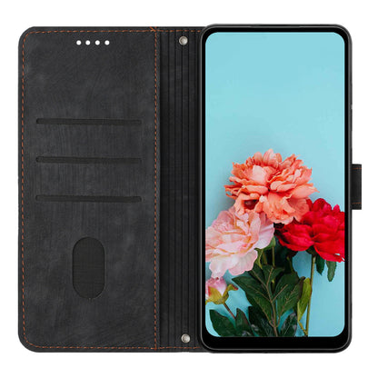 For Realme 10 4G Flip Folio Wallet Cover PU Leather Lines Imprinted Stand Protective Phone Case