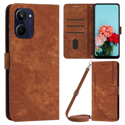 For Realme 10 4G Flip Folio Wallet Cover PU Leather Lines Imprinted Stand Protective Phone Case