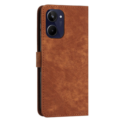 For Realme 10 4G Flip Folio Wallet Cover PU Leather Lines Imprinted Stand Protective Phone Case