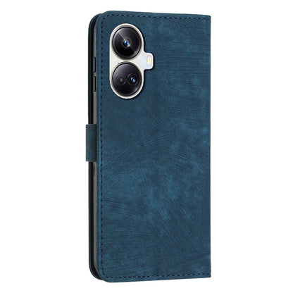 For Realme 10 Pro+ 5G PU Leather Protective Cover Lines Imprinted Stand Magnetic Folio Phone Case