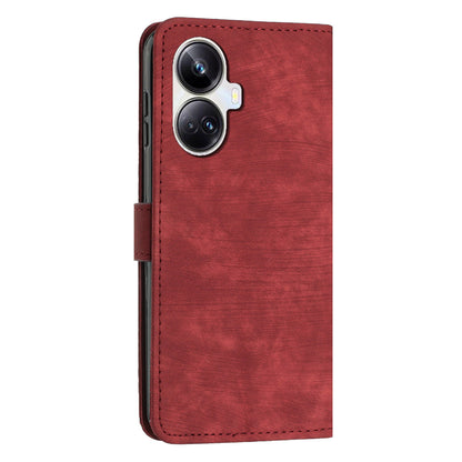 For Realme 10 Pro+ 5G PU Leather Protective Cover Lines Imprinted Stand Magnetic Folio Phone Case