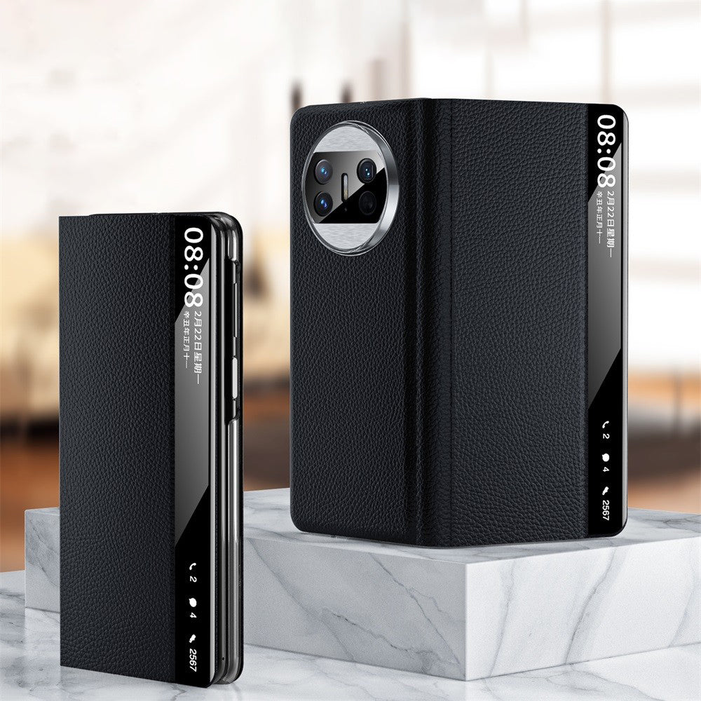 Protective Cover for Huawei Mate X3 5G Cowhide Leather PC Phone Case Phone Shell