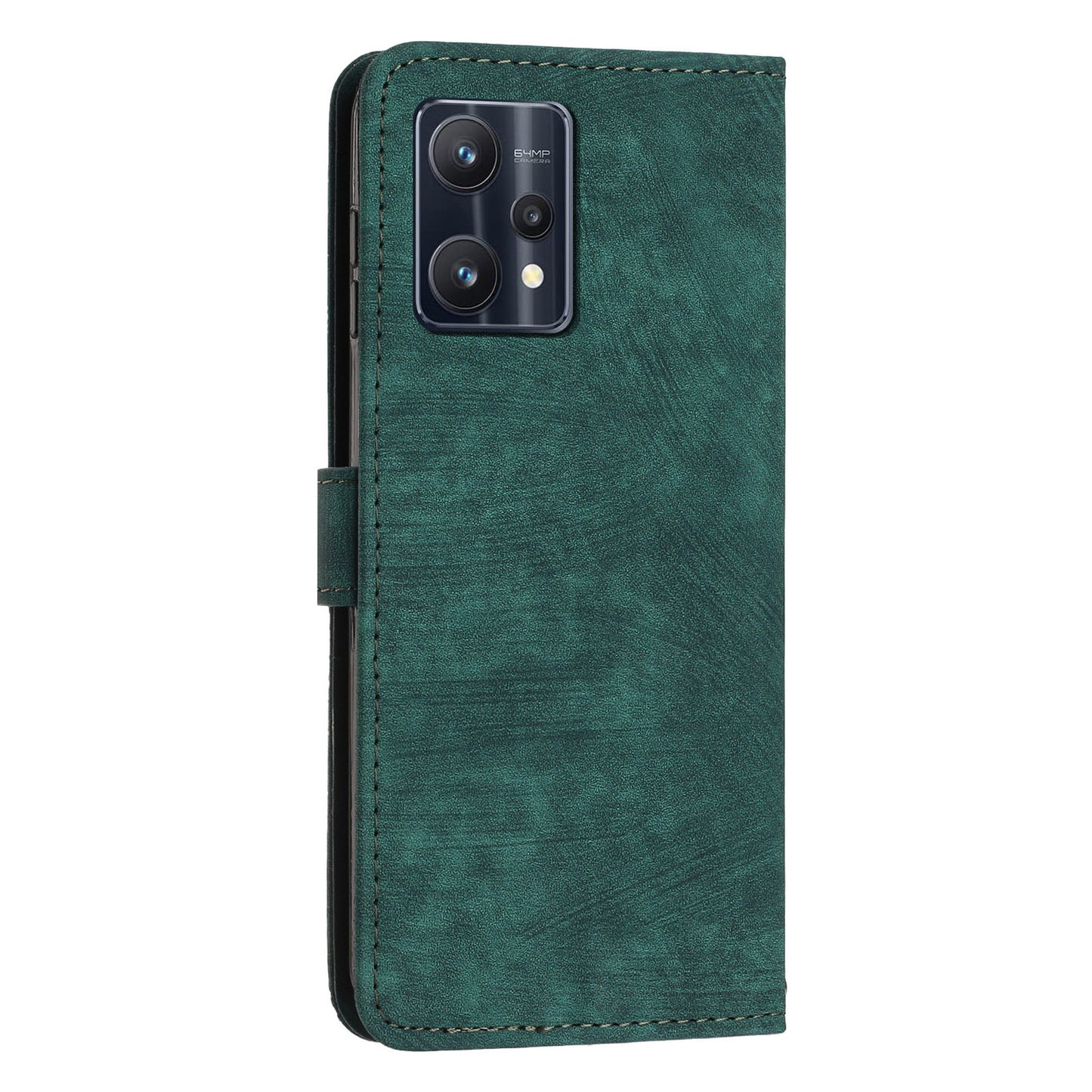 For Realme 9 Pro 5G / 9 5G / V25 / OnePlus Nord CE 2 Lite 5G Phone Case Leather Lines Imprinted Stand Wallet Cover with Straps
