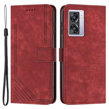 Leather Case for Oppo A57 (2022) 5G / 4G / A77 5G / Realme V23 5G Wallet Stand Phone Shell Lines Imprint Cover