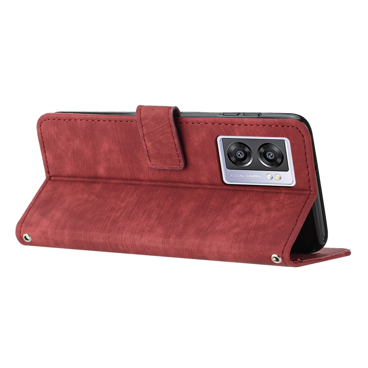 Leather Case for Oppo A57 (2022) 5G / 4G / A77 5G / Realme V23 5G Wallet Stand Phone Shell Lines Imprint Cover