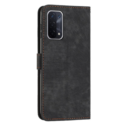 Phone Case for Oppo A74 5G / A93 5G / A54 5G Leather Wallet Stand Lines Imprint Cover