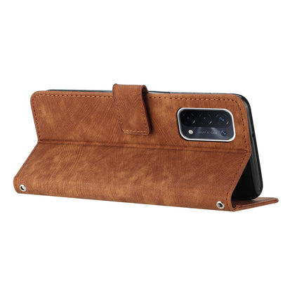 Phone Case for Oppo A74 5G / A93 5G / A54 5G Leather Wallet Stand Lines Imprint Cover