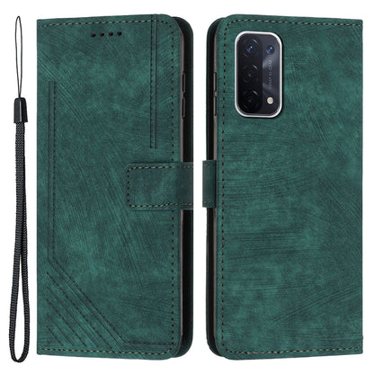 Phone Case for Oppo A74 5G / A93 5G / A54 5G Leather Wallet Stand Lines Imprint Cover