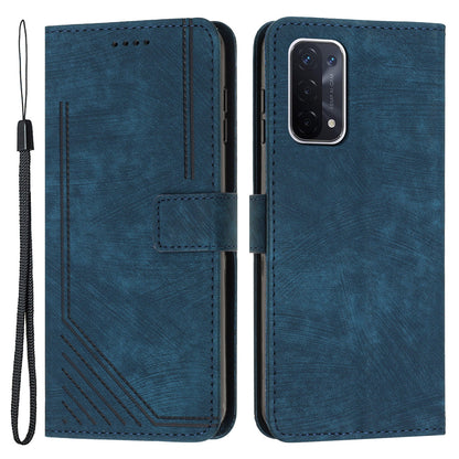 Phone Case for Oppo A74 5G / A93 5G / A54 5G Leather Wallet Stand Lines Imprint Cover