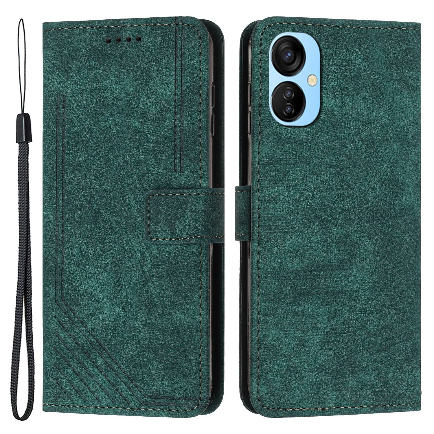 For Tecno Spark 9T 4G Skin-touch Stand Phone Case Imprint Lines Leather Wallet Anti-Dust Phone Shell Cover