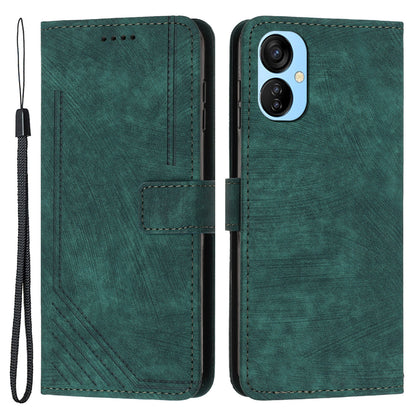 For Tecno Spark 9T 4G Skin-touch Stand Phone Case Imprint Lines Leather Wallet Anti-Dust Phone Shell Cover