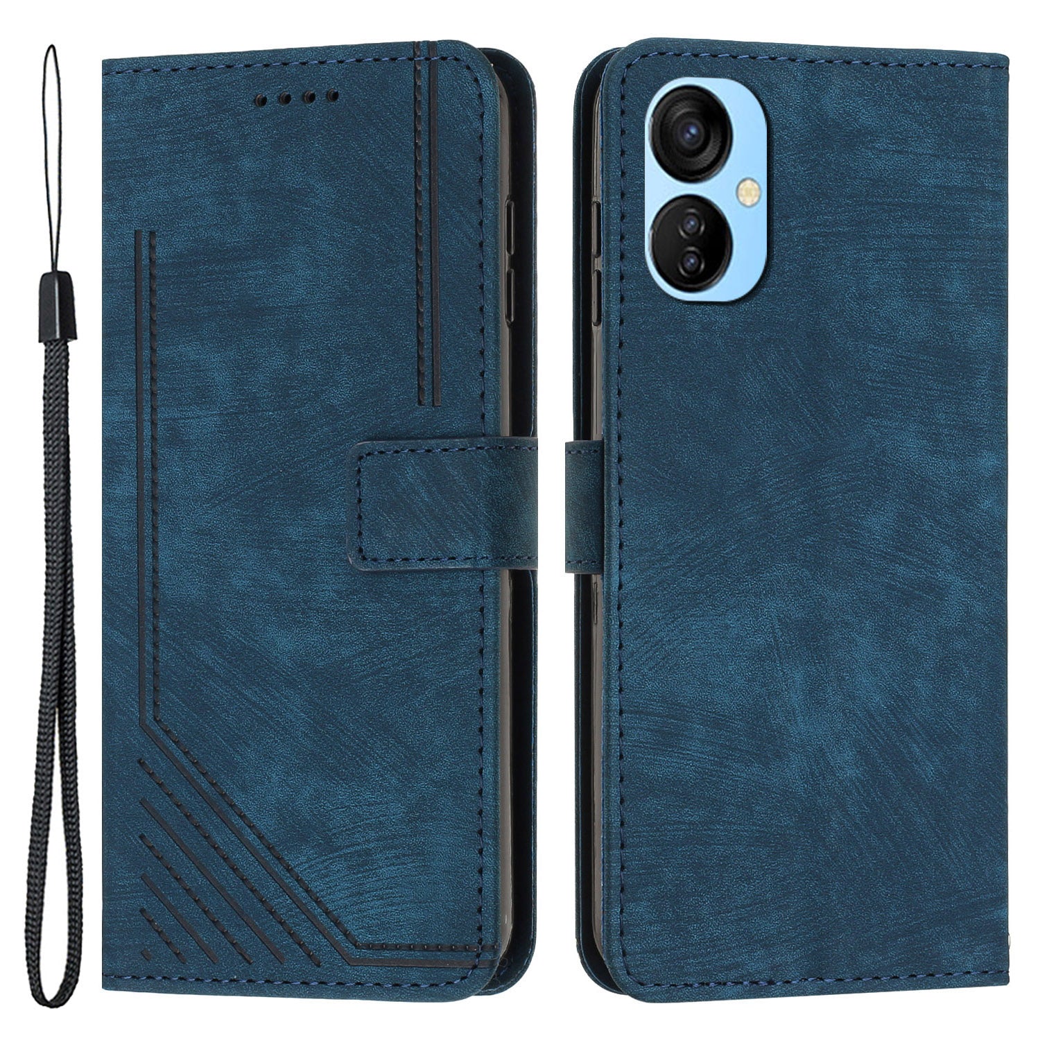 For Tecno Spark 9T 4G Skin-touch Stand Phone Case Imprint Lines Leather Wallet Anti-Dust Phone Shell Cover