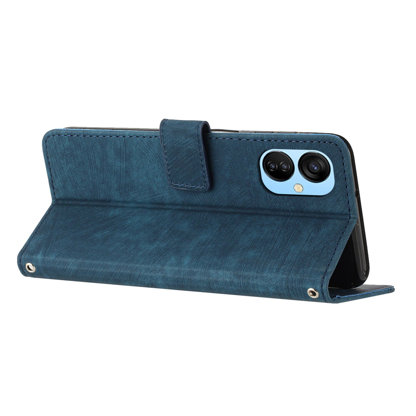 For Tecno Spark 9T 4G Skin-touch Stand Phone Case Imprint Lines Leather Wallet Anti-Dust Phone Shell Cover